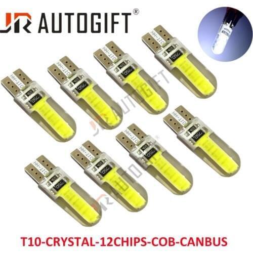 50pcs LED W5W T10 194 168 W5W COB 12chips Led Parking Bulb Auto Wedge Clearance Lamp CANBUS Bright White silica Light Bulbs