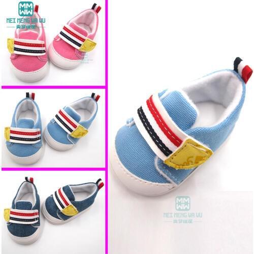 7cm Baby shoes for doll fit 43 cm toy new born doll and American dolls fashion casual shoes sneakers boots