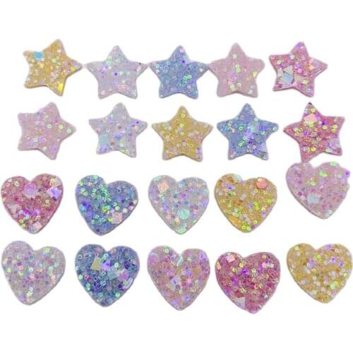 100Pcs/Lot 1.5CM Siny Heart Flower Padded Appliques For DIY Clothes Sewing Supplies Hair Clip Bow Decoration
