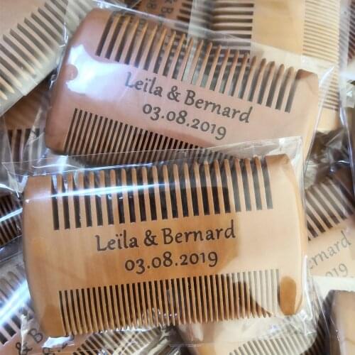 Auviderin 40 50 60 70 80 Personalized Text on Wood Comb as Wedding Gift + Customized Names Logo
