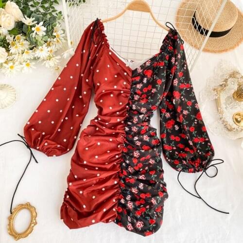 Boho Dress Bohemian Bodycon Dresses 2020 Fashion Women Floral Drawstring V-Neck Sundress Puff Sleeve Short Beach Vestidos DD2525