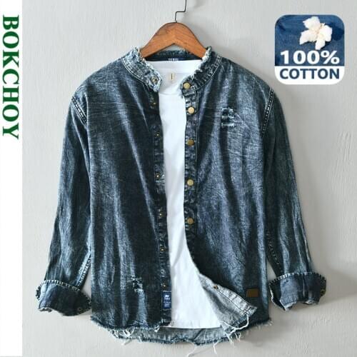 Мужские джинсовые рубашки BOKCHOY China At AliExpress
