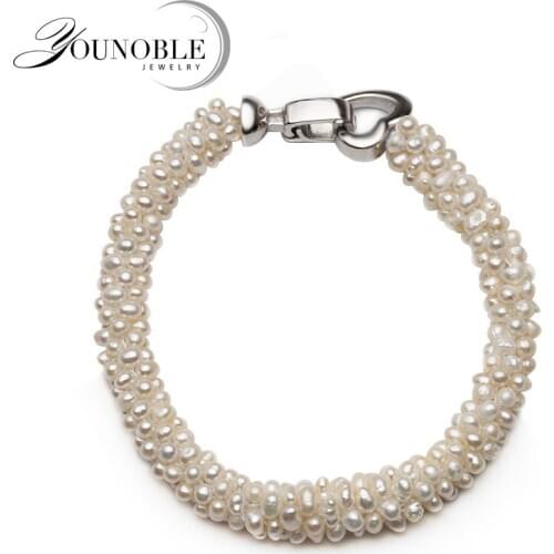 White Multilayer Natural Freshwater Pearl Bracelet for women Gorgeous Strand Bracelets Pearl Jewelry Anniversary Gift
