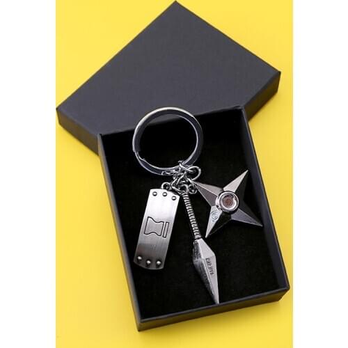 NARUTO Keychains with Box Hokage Metal Kakashi Book Key Chain Ring Pendant Anime Keychain Key Holder Charm Souvenir keychains