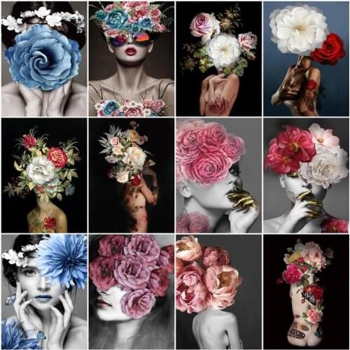 GATYZTORY Paint By Number Flowers Girl Drawing On Canvas Handpainted Art Gift Diy Picture By Number Kits Home Decor 40x50cm