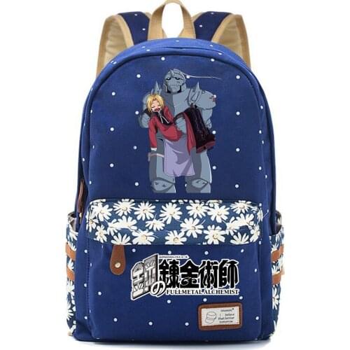 Anime Fullmetal Alchemist Canvas Backpack Packsack High Quality Schoolbag Teenger Mochila Unisex Student Travel Laptop Bag