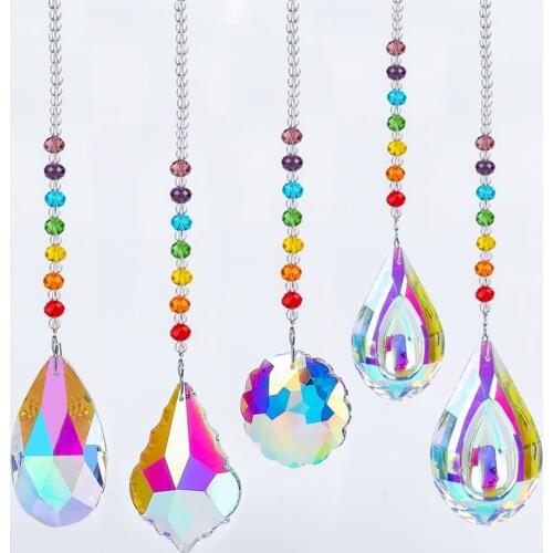 1PCS 29cm 33cm 35cm Crystal Window Hanging Feng Shui Healing Prism Sun Catcher Rainbow Maker Home Garden Decor