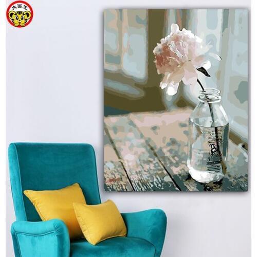 Painting by numbers art paint by number Diy A waiting for the pollen tender youth new year gift decorative glass bottle flower
