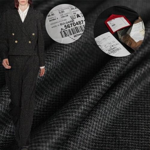 Red Raspberry Bulgaria Black Houndstooth Elastic Worsted Wool Fabrics Women Suits Pants DIY Sewing ClothTailor Freeshipping