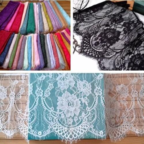3Meters 26CM Width All Seasons Embroidered Guipure Eyelash Lace Trim For Lingerie Bra Wedding Dress French Fabric DIY 38 Colors