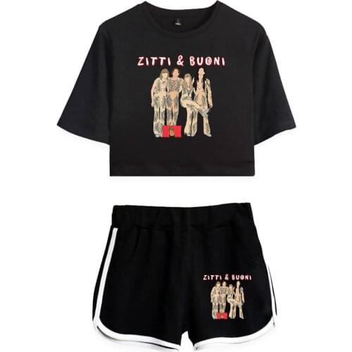 Maneskin Print Summer Women/Girl Sets Sexy Short Tops+shorts Elastic Waist Suits Cool Streetwear Two Piece Sets