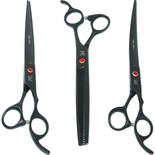 8.0" Pet Grooming Scissors Set Japan 440c Dog Straight Curved Cutting Shears Animal Thinning Clipper Puppy Trimmer Tools HB0257