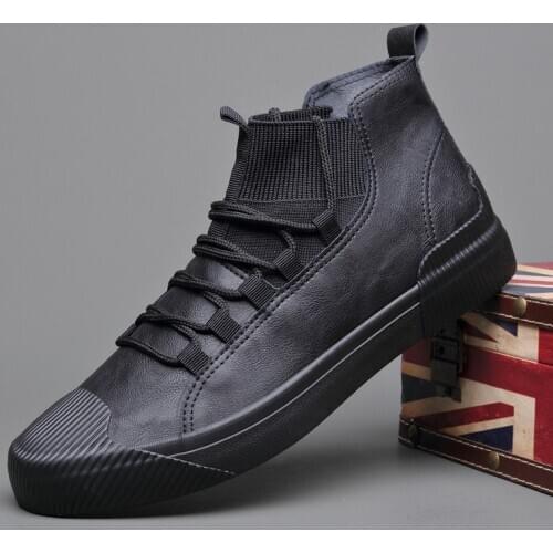Hight-Top Shoes Men Autumn Pedal Mens Trendy Sneakers 2020 New Mens Casual Leather Shoes Designer Leisure Vulcanized Shoes