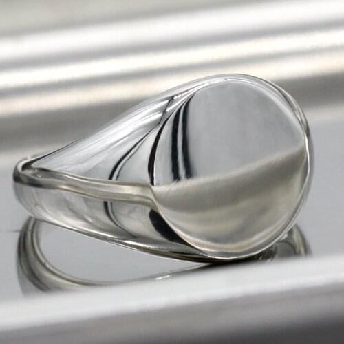 New Custom 925 Sterling Silver Mens Ring Round Simple Signature Ring Men and Women Couple Wedding Ring Engraved Jewelry Gift