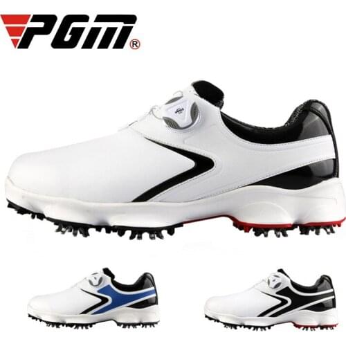 PGM new mens golf shoes, wide sole and rotating laces, waterproof and breathable