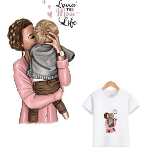 NEW Mom Boy Heat Transfer Stickers Heat Transfers Fashion Girl Patches Diy T-shirt Family Iron On Patch Grade A Thermal Stickers