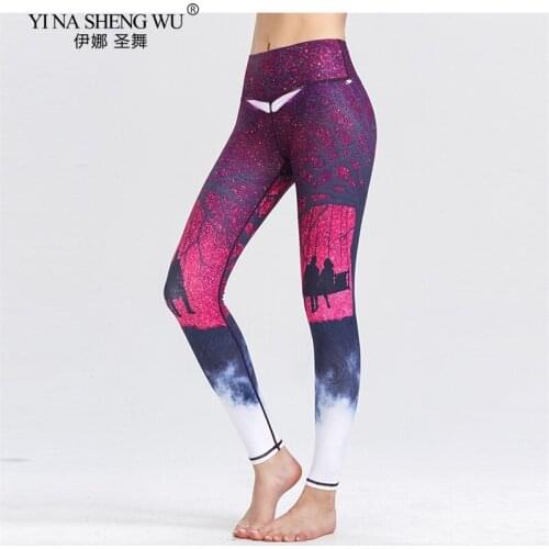 New Printing Yoga Pants Women Unique Fitness Leggings Workout Sports Running Leggings Sexy Push Up Gym Wear Elastic Slim Pants