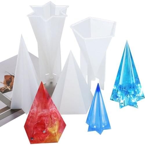 New Diamond Shape Handmade Candle Mold Cone Clear Silicone Candle Making Model Reusable Tealight Scented Candle Making Mould