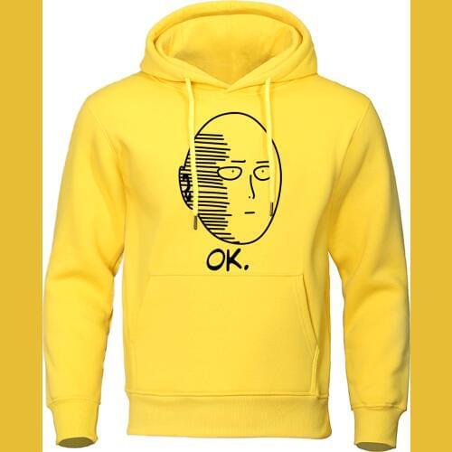 Autumn Casual Hooded Sweatshirt One Punch Man Hoodie Japanese Anime Men Pullover Harajuku Saitama Sensei Mens Fashion Streetwear