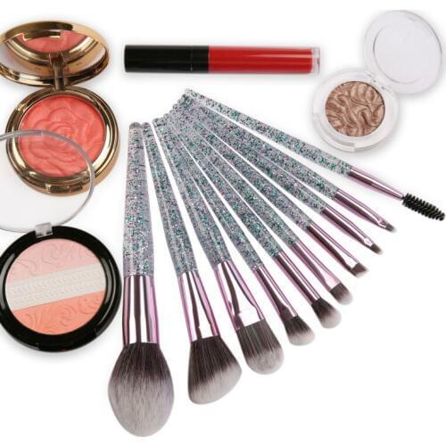 Professional 10pcs Diamond Crystal Makeup Brushes Set 10 Pieces Make Up Brushes Foundation Eyeshadow Blending Cosmetic brush
