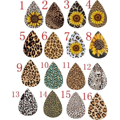Faux Leather Earrings-Leopard Print Cheetah Earrings Sunflower Themed Wedding Earrings