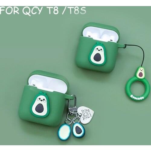 For QCY T8 /T8S /T10 /T11 Case Cute Avocado Cartoon Silicone Protective Case for QCYT10 Bluetooth Wireless Earphone Case Coque