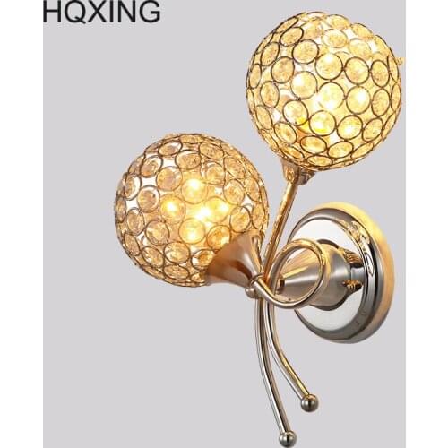 HQXING Modern Double Headed Crystal Wall Lamp For Bedroom Bedside The Stair Adornment Lamps And Lanterns