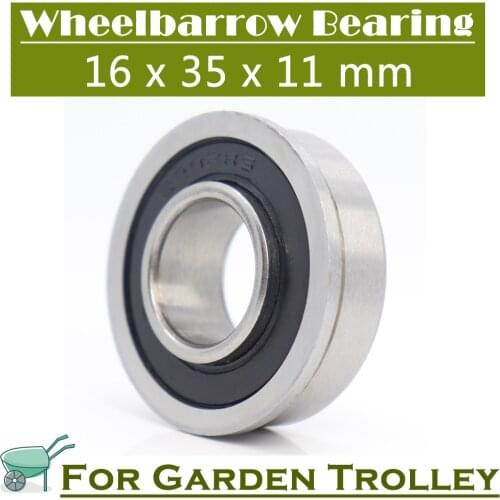 Wheelbarrow Bearing 16x35x11mm ( 1 Pc ) Garden Trolley Ball Bearings With Flanged
