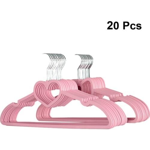 10/15/20PCS Clothes Hanger Durable ABS Heart Pattern Coat Hanger for Adult Children Clothing Hanging Seamless Drying Rack