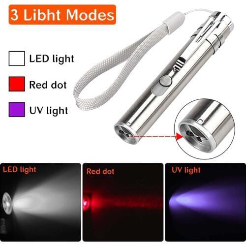 Built-in battery Red dot laser Pointer Visible Beam with 3in1USB Rechargeable for Cat Dog Kitten Light Toy