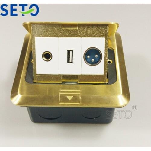 SeTo Pop-up Type Floor Socket Audio XLR Female Socket + 2.0 USB + Audio Microphone Wall Plate Outlet Keystone Floor Receptacle