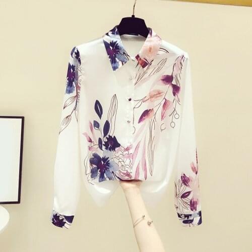 Fashion Design Chiffon Women Shirts Summer New Turn-Down Collar Long-Sleeved Office Lady Elegant Outwear Tops