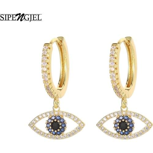 SIPENGJEL Fashion personality Gold Hoop Earrings Hip Hop Black Eyes Dangle Earrings For Women Jewelry Gifts 2021