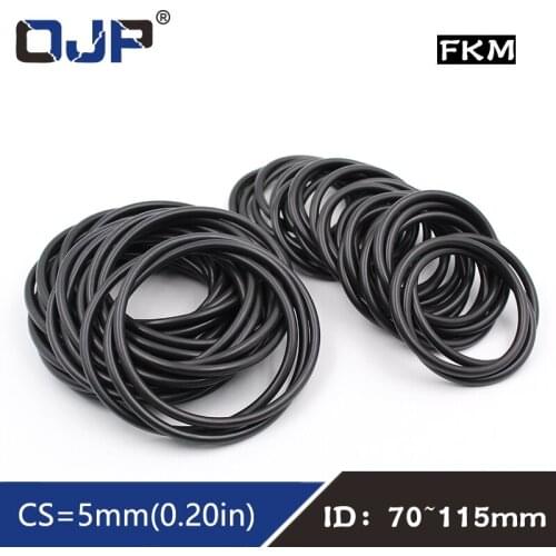 1PC Fluorine rubber Ring Black FKM Seal CS5mm OD70/75/80/85/90/95/100/115mm O Ring Seal Gasket Oil Ring Fuel Sealing Washer
