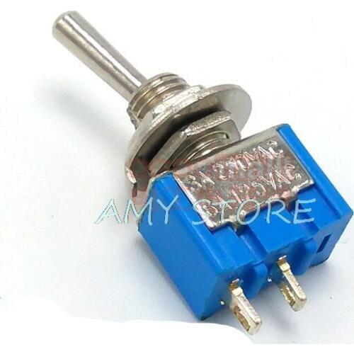 10Pcs MTS-101 2 Pin SPST Switch ON-OFF 2 Position AC125V/6A 250V/3A 6mm Blue Mini Toggle Switches