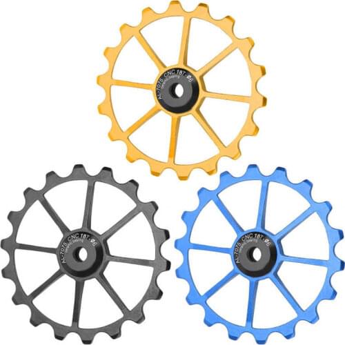 18T Mountain Bike Rear Derailleur Pulley Roller Bearing Aluminum Alloy MTB Bicycle Roller Idler Bearing Jockey Wheel