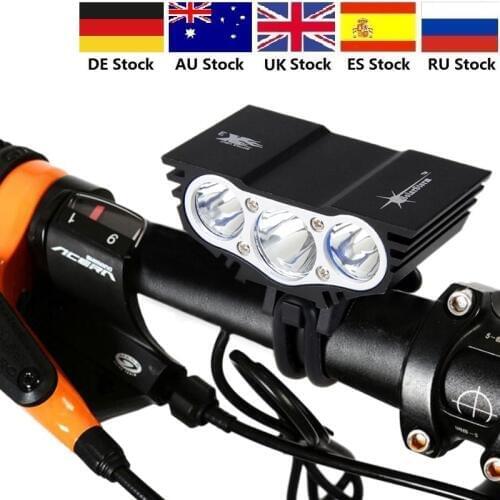X3 1500 Lm 3 LED lamp beads Head MTB Front Bicycle Light Bike light Headlamp with Battery Package AU UK ES RU Stock