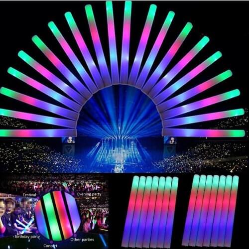 30Pcs/Set LED Foam Glow Stick Multi Colors LED Light Light Up Wands Cheer Flashing Tube for Party Wedding Birthday Festivals
