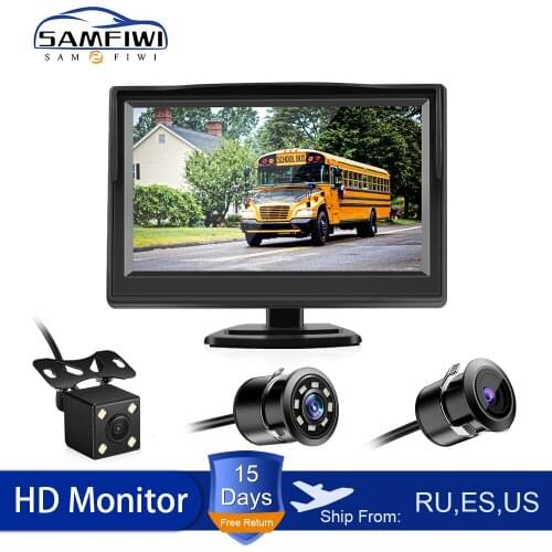 4.3-5 inch Car Monitor 12-24V Parking Reaverse Backup Camera System TFT LCD Screen IR LED Night Vision Rear View Camera