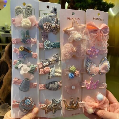5/6pcs/lot Children Cartoon Animal Flower hairpin baby Girl Cute Bow Hair Clip Set Kid Pink Barrette Accessoires Festival gift