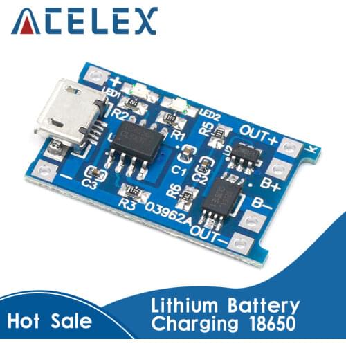 50PCS Free Shipping 5V 1A Micro USB 18650 Lithium Battery Charging Board Charger Module+Protection Dual Functions