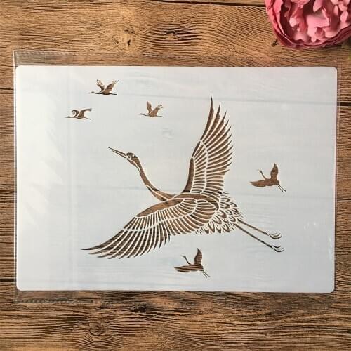 A4 29cm Crane Birds DIY Layering Stencils Wall Painting Scrapbook Coloring Embossing Album Decorative Template