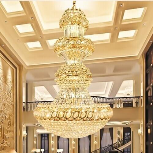 American Modern Crystal Chandelier LED Light Big Long European Crystal Chandeliers Lights Fixture Hotel Home Indoor Lighting