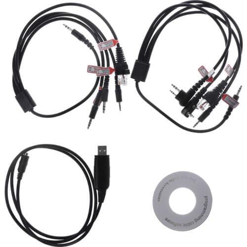 Free shipping 8-In-1 USB Programming Cable CD Kit For Kenwood Baofeng Motorola Walkie Talkie Radio