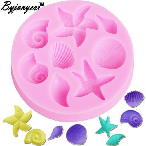 Byjunyeor M190 3D Starfish Sea Shells UV Resin Silicone Mold Fondant Chocolate Candy Gumpaste Lollipop Crystal Epoxy Soft Clay B