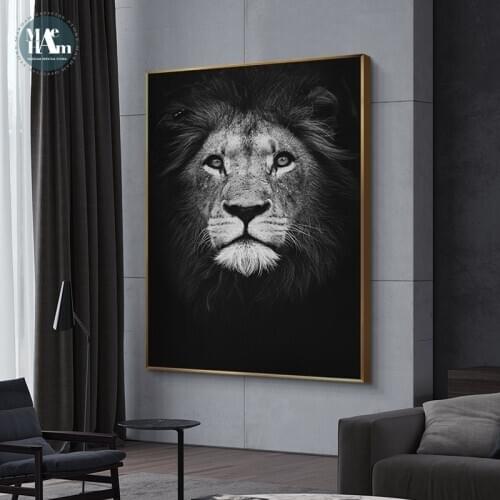 Black and white animal Lion elephant giraffe zebra Picture Wall Poster Modern Style Canvas Print Painting Art Living Room Decor