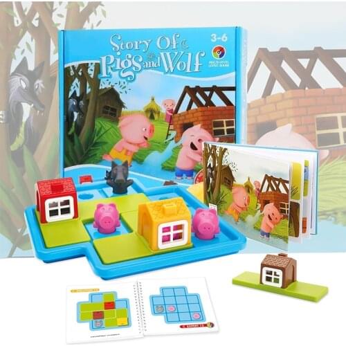 Child Smart Hide&Seek Board Games Three Little Piggies 48 Challenge with Solution Games IQ Training Toys For Children Oyuncak
