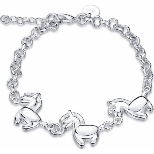 2017 new accessories three running horse child bracelet standard silver lobster buckle cute cartoon bracelet
