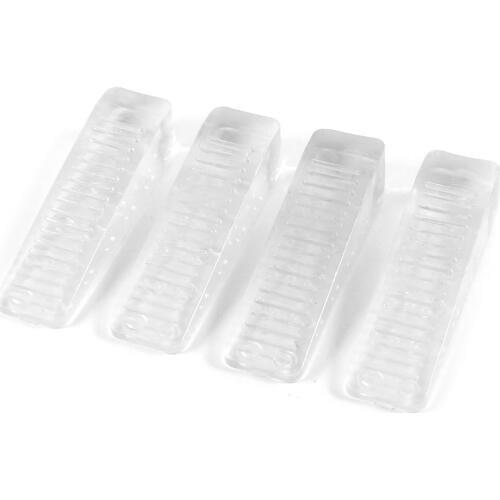Home Office Clear Plastic Door Wedge Stopper Block 4 Pcs