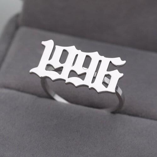 European and American personalized gold silver color digital ring year 1995/2005 custom ring digital ring stainless steel ring